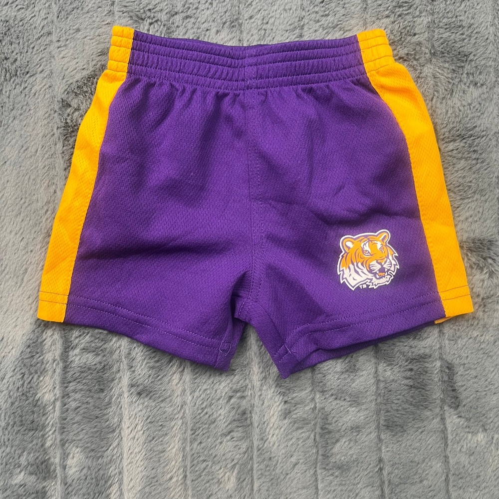 LSU Tigers Infant Purple Gold Mesh Athletic Shorts 0-3 Months NCAA Mascot